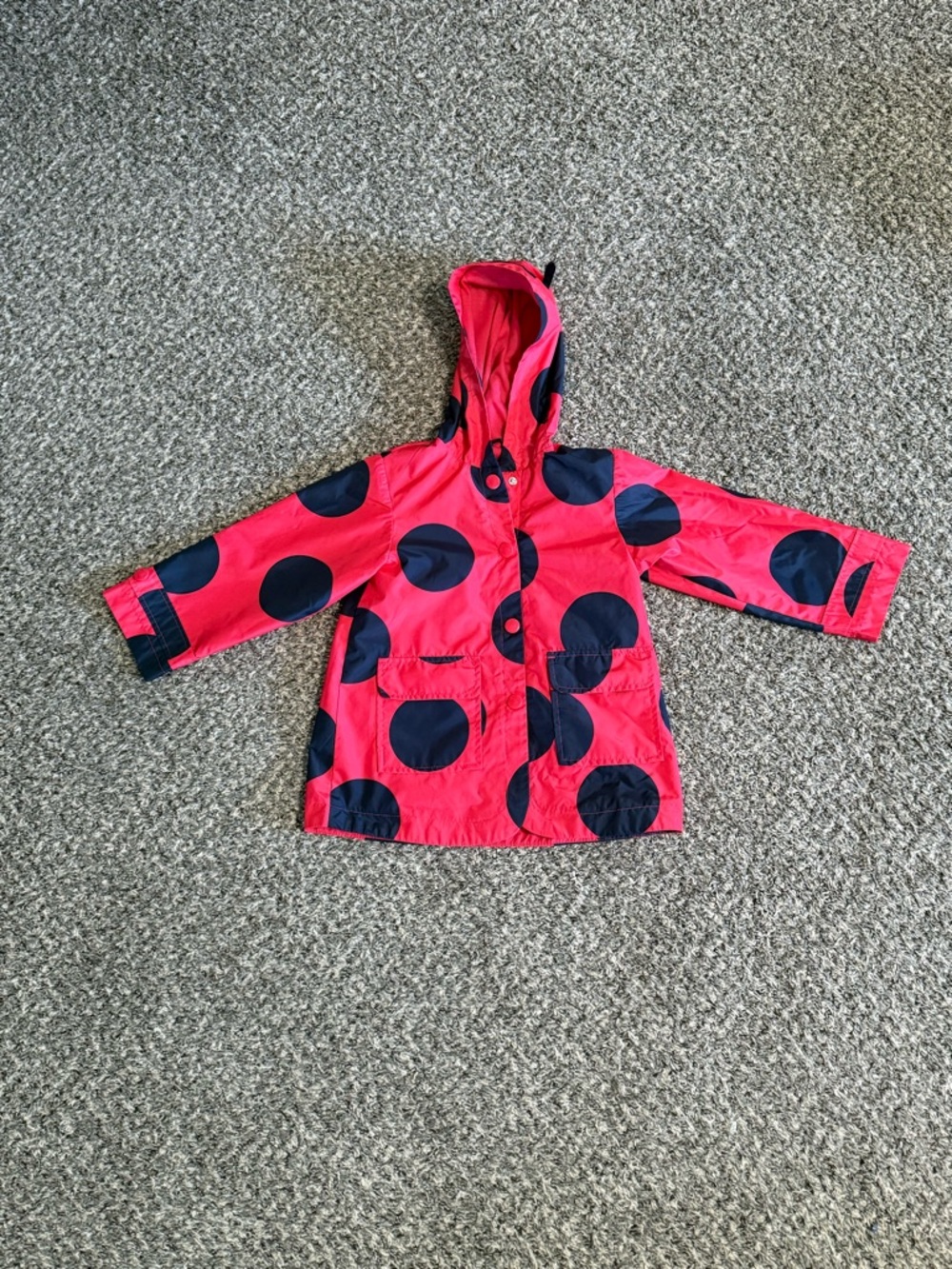 Carter's Red Hooded Coat with Navy Polka Dots